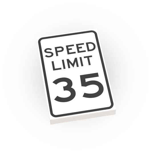 35 MPH Speed Limit Street Sign - Custom Printed 2x3 Tile - Made Using LEGO® Parts