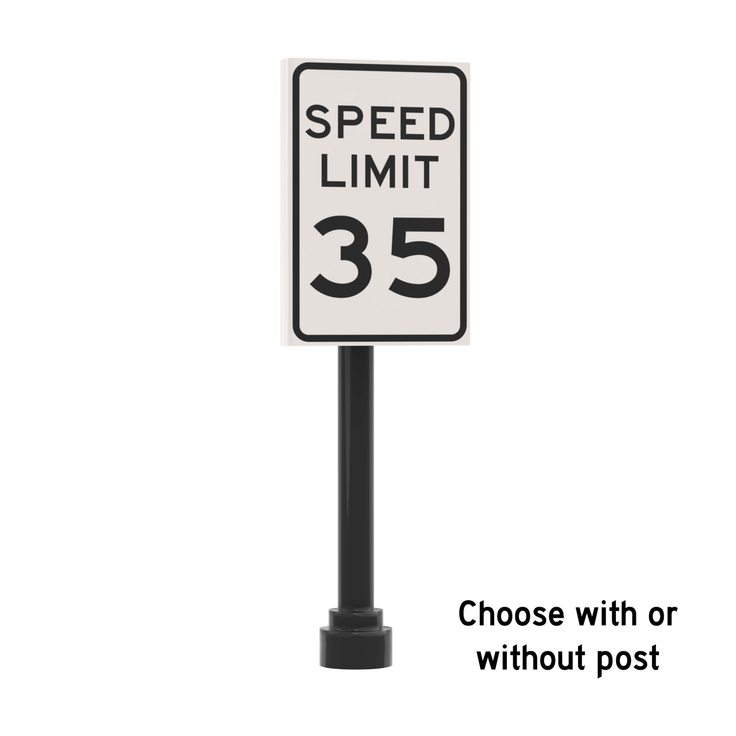 35 MPH Speed Limit Street Sign - Custom Printed 2x3 Tile - Made Using LEGO® Parts