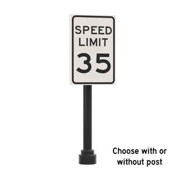 35 MPH Speed Limit Street Sign - Custom Printed 2x3 Tile - Made Using LEGO® Parts