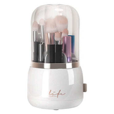 360° Rotating Makeup Brush Holder with Lid Makeup Organizer