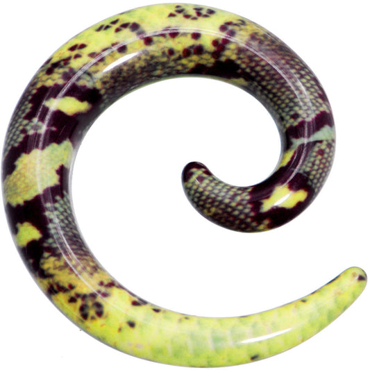0G Green Snake Skin Acrylic Spiral Taper