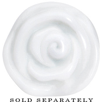 7/8 White Rose Flower Acrylic Saddle Plug