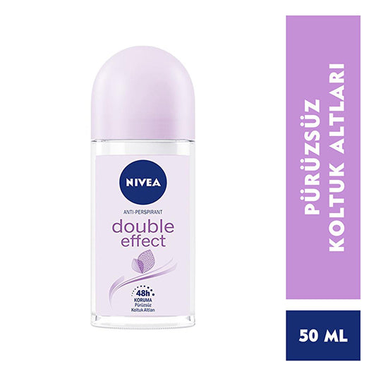 Nivea Double Effect Women's Deodorant Roll-On - 48-Hour Anti-Perspirant Protection, Alcohol-Free, Natural Avocado Extracts