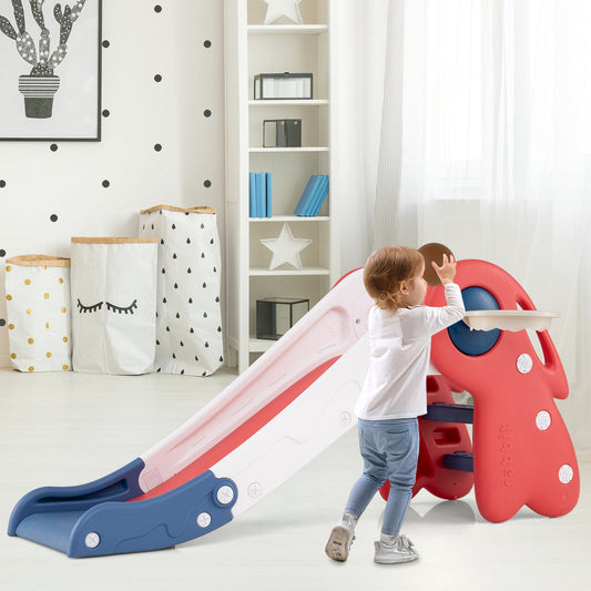 3 in 1 Toddler Slide Baby Slide Climber Playset with Basketball Hoop and Basketball