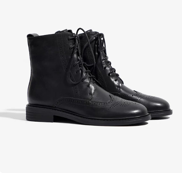 British-style Lace-up Vintage French-style Ankle Boots