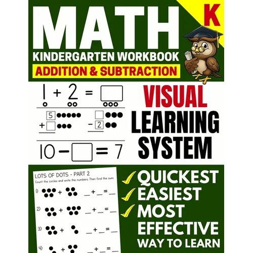 Math Kindergarten Workbook: Addition and Subtraction, Numbers 1-20, Activity Book with Questions, Puzzles, Tests with (Grade K Math Workbook) - Paperback