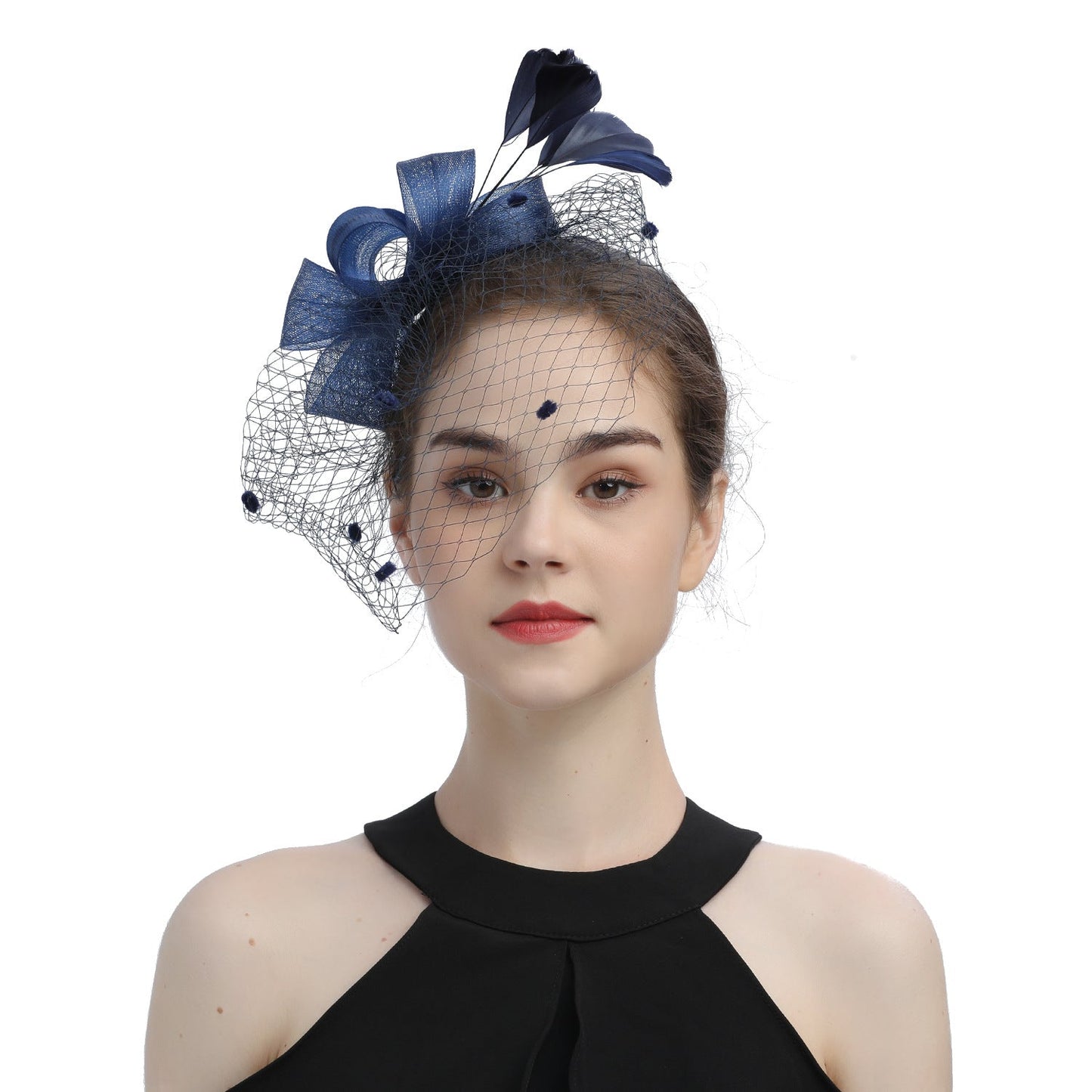 Bride Veil Hair Bow Top Hat Headdress Flower Cover Face Mesh Head