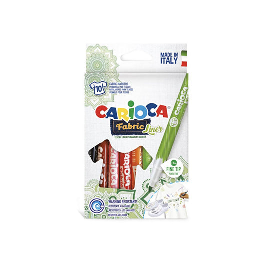 Carioca Fabric Paint Markers - 10 Pack, Permanent Fabric Markers for Crafting, Textile Art Supplies