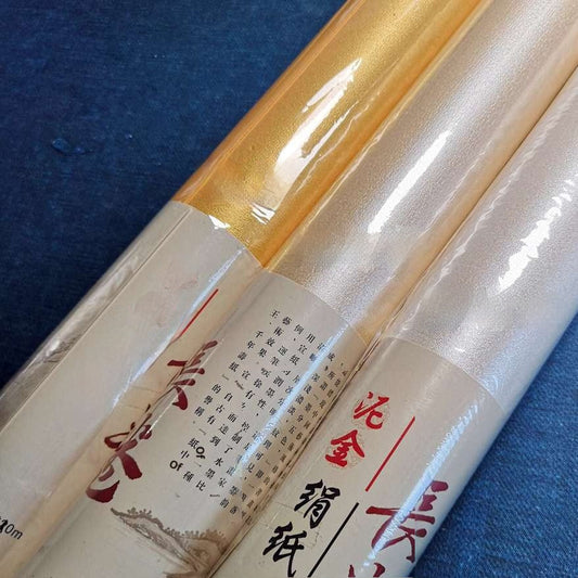 Gold-leaf Silk-patterned Paper Scrollavailable In Three Colorsideal For Practicing Small-script Calligraphy