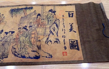 Chinese Silk Paper Long Scroll – “100 Beautiful Women” Traditional Wall Art