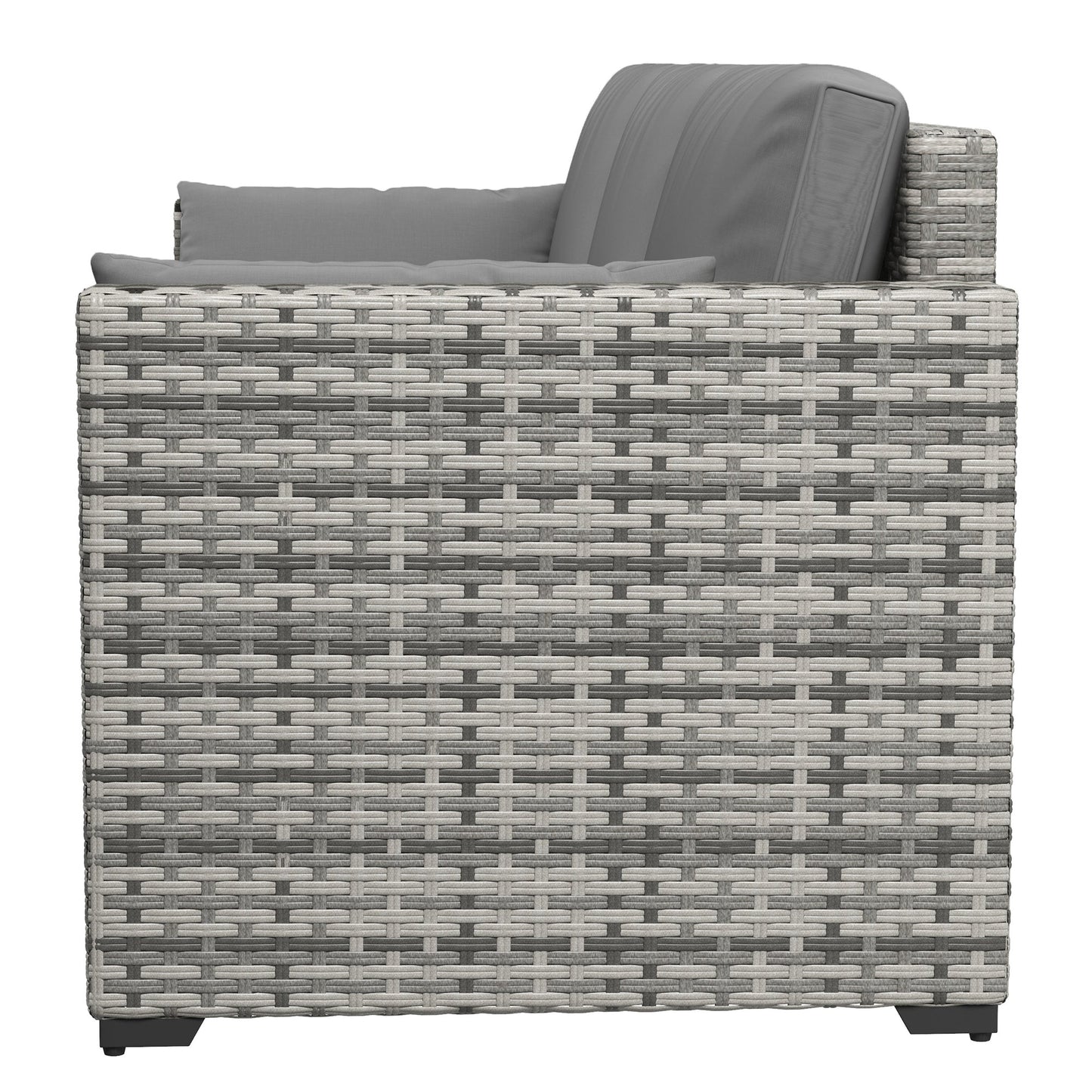 Outdoor Sofa Set PE Rattan Gray 3 Seat Steel Frame 792 lb Capacity