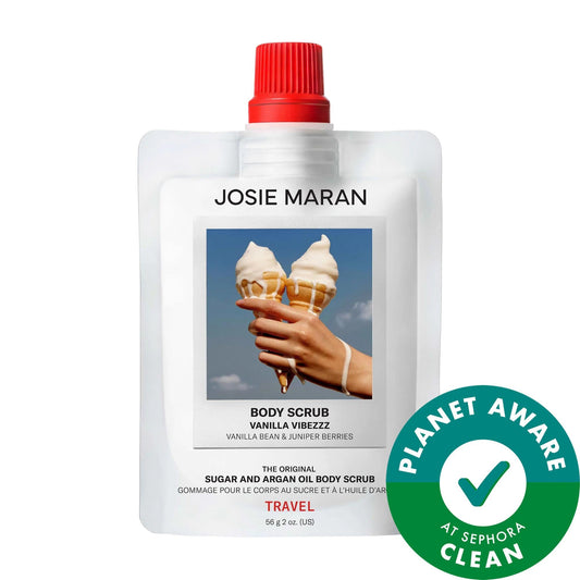 Josie Maran Mini Vanilla Vibezzz - Refillable Argan Oil & Sugar Body Scrub for Softer Skin