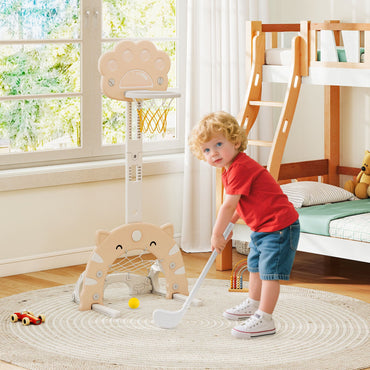 3 in 1 Kids Basketball Hoop with Basketball and Foldable Rim
