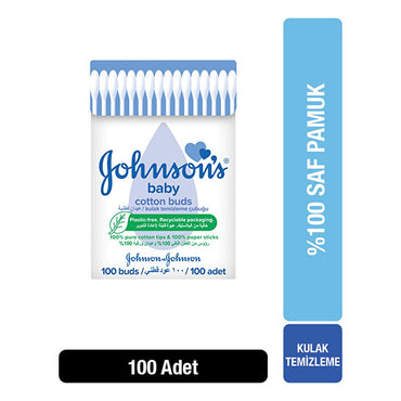 Johnson's Baby Cotton Swabs - 100% Soft Cotton Buds for Gentle Baby Hygiene, Ear Cleaning & Safe Application - 100 Count