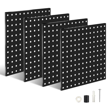4-Pack: Metal Black Pegboard Wall Organizer with 1" Spacing 1/4" Hole