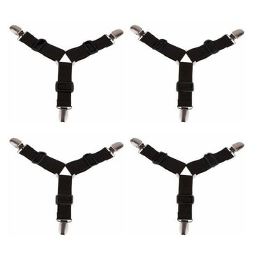 4-Piece: Triangle Bed Sheet Holder Fastener Grippers Clips Suspender Strap