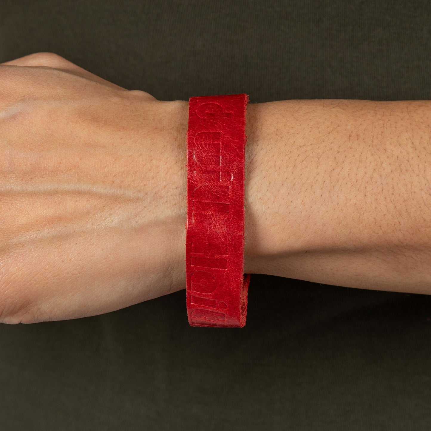 Recycled Leather Stand With Haiti Bracelet