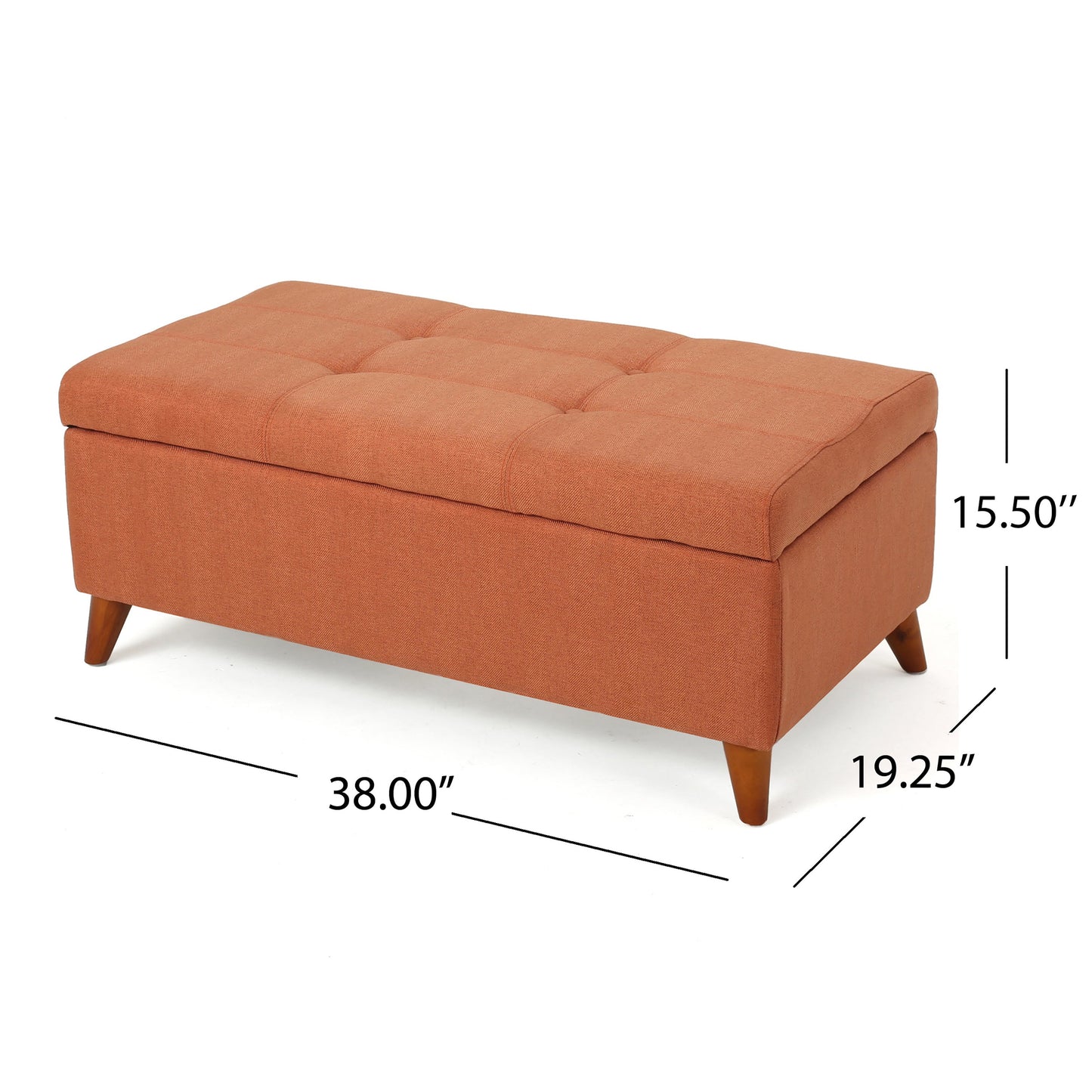 Tufted Button Storage Ottoman Bench with Hinged Lid and Solid Wood Legs