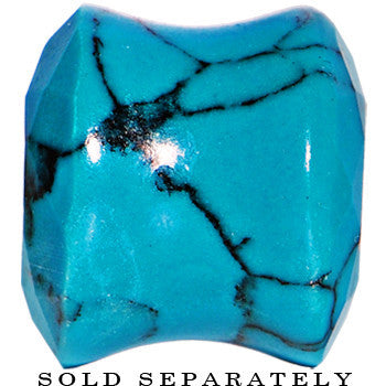 4G Turquoise Semi Precious Stone Faceted Double Flare Plug