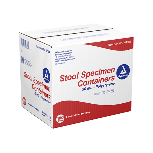 Dynarex Stool Specimen Container - Sterile, Individually Wrapped (100 Count)
