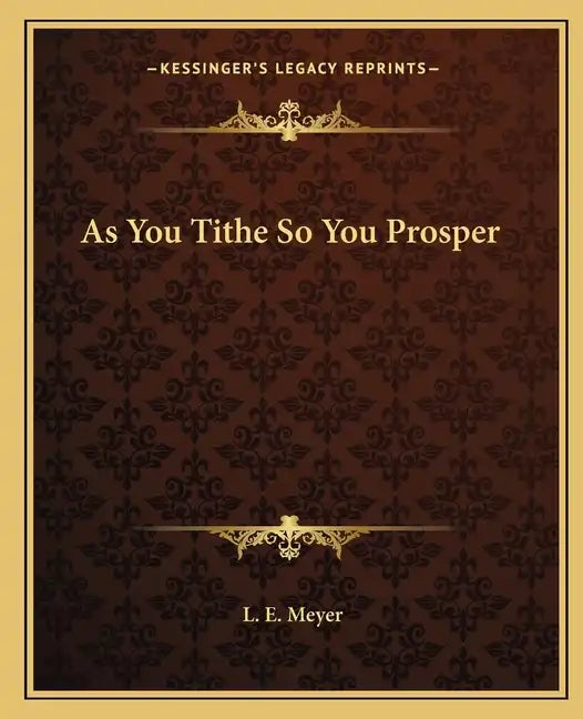 As You Tithe So You Prosper - Paperback