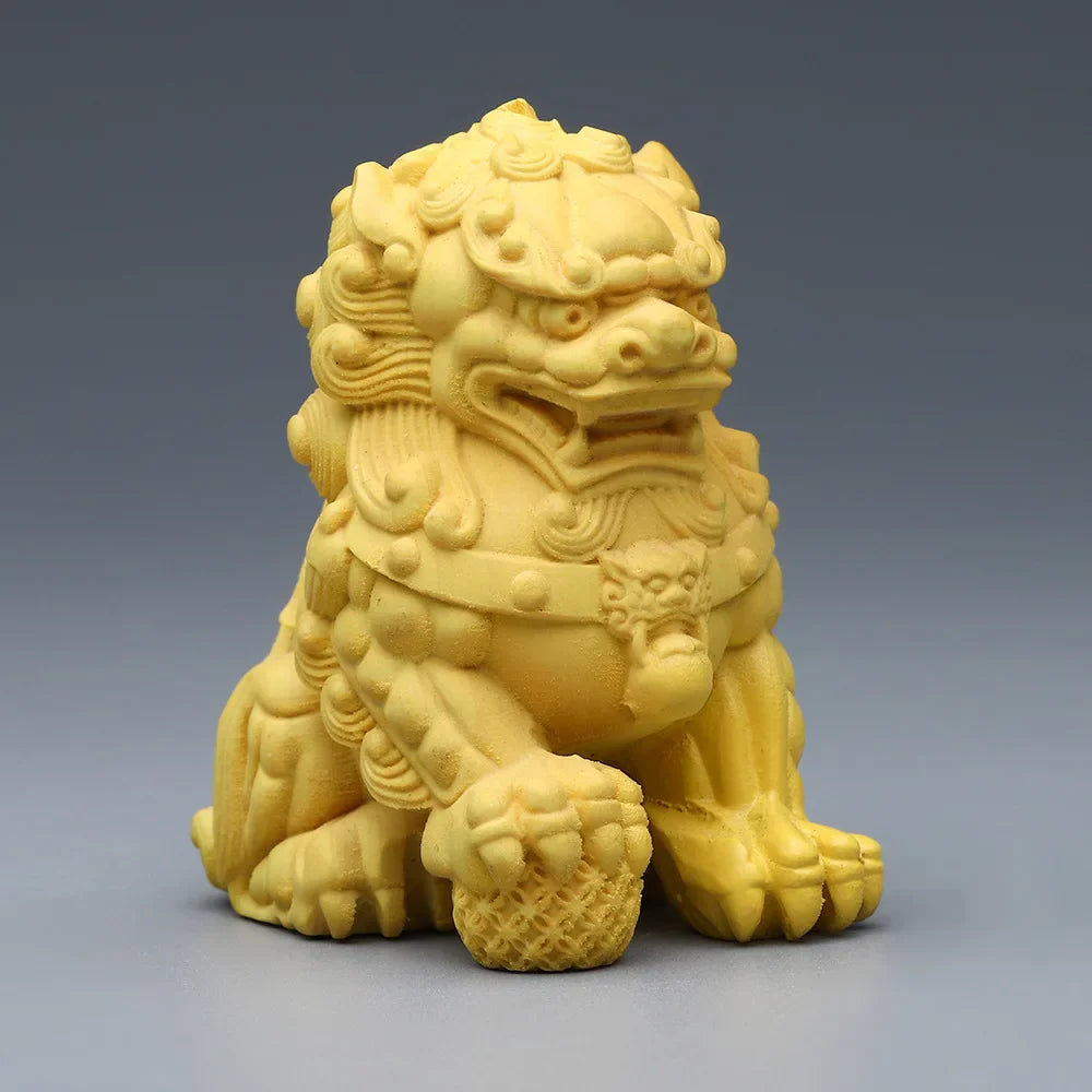 Solid Wood Carving Decorative Ornaments Of Forbidden City Lion ,Handmade,Home Lucky Mascot, Chinese Characteristic Animal Statue