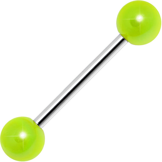 Neon Green Metallic Acrylic Barbell Tongue Ring