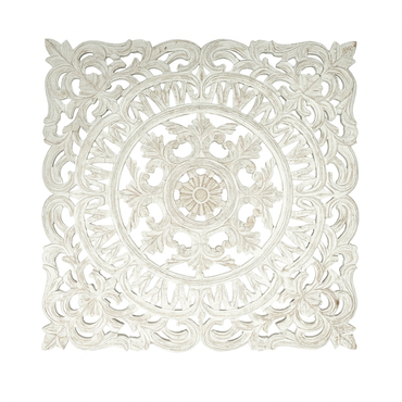 36×36" White Square Handcrafted Wooden Wall Decor | Large Statement Wood Wall Art — Elegant Home Accent