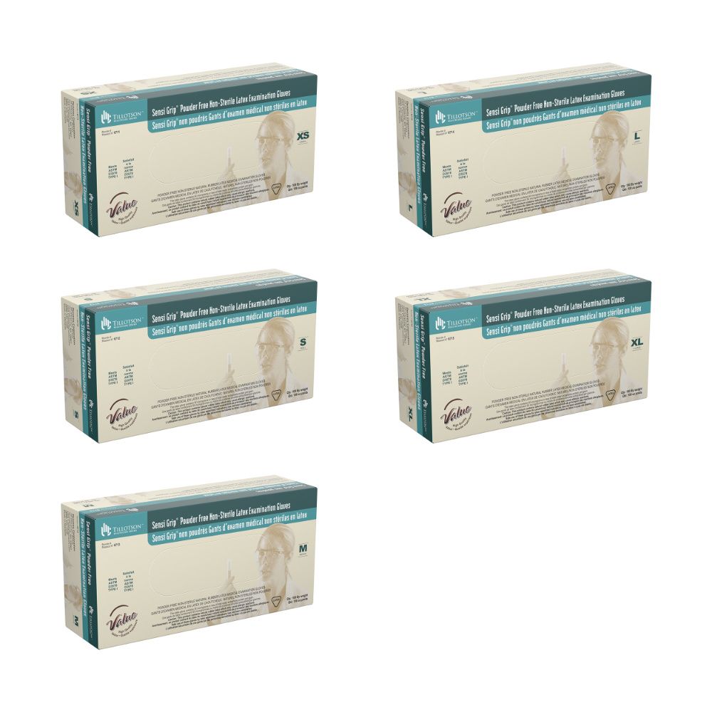 Dynarex Sensi Grip Latex Exam Gloves, Powder-Free, White - 100ea/bx, 10bxs/cs (1000 Count)
