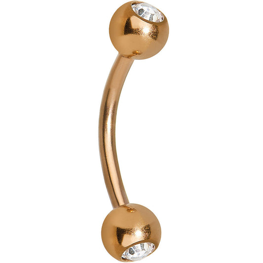 16G 3/8 Gem Rose Gold Plated Curved Barbell