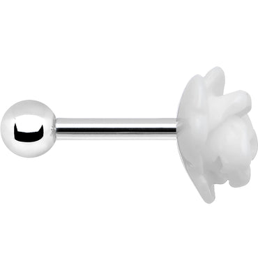 16G 1/4 White Acrylic Rose Flower Tragus Cartilage Earring