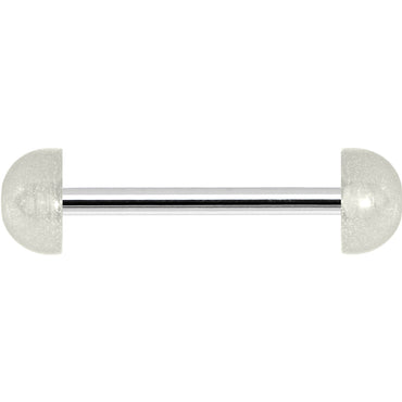 White Acrylic Half Ball Pixie Dust Barbell Tongue Ring