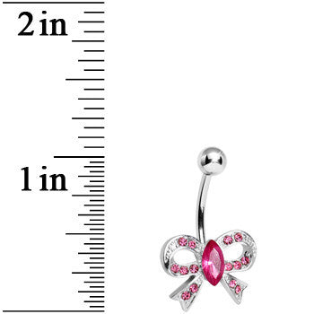 Pink Gem Glamour Bow Belly Ring