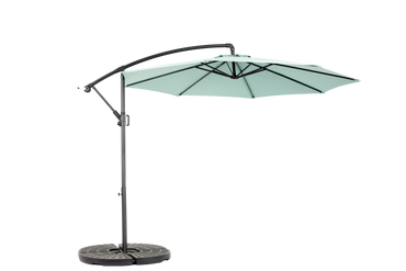 10ft Offset Hanging Market Patio Umbrella w-Easy Tilt Adjustment, Light Green
