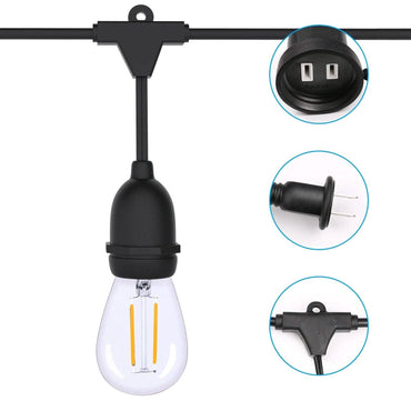 48 Ft. LED String Lights Outdoor Commercial Grade Waterproof Bulbs