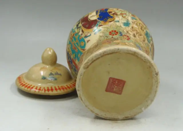 Old Hand‑Painted Porcelain Dowager Jar – Asian Home Decor Storage Pot