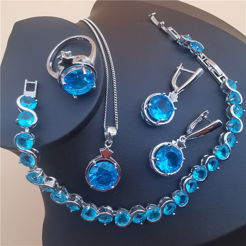 Four-Piece Set Star And Round Shapes European And American Style Tanzanite