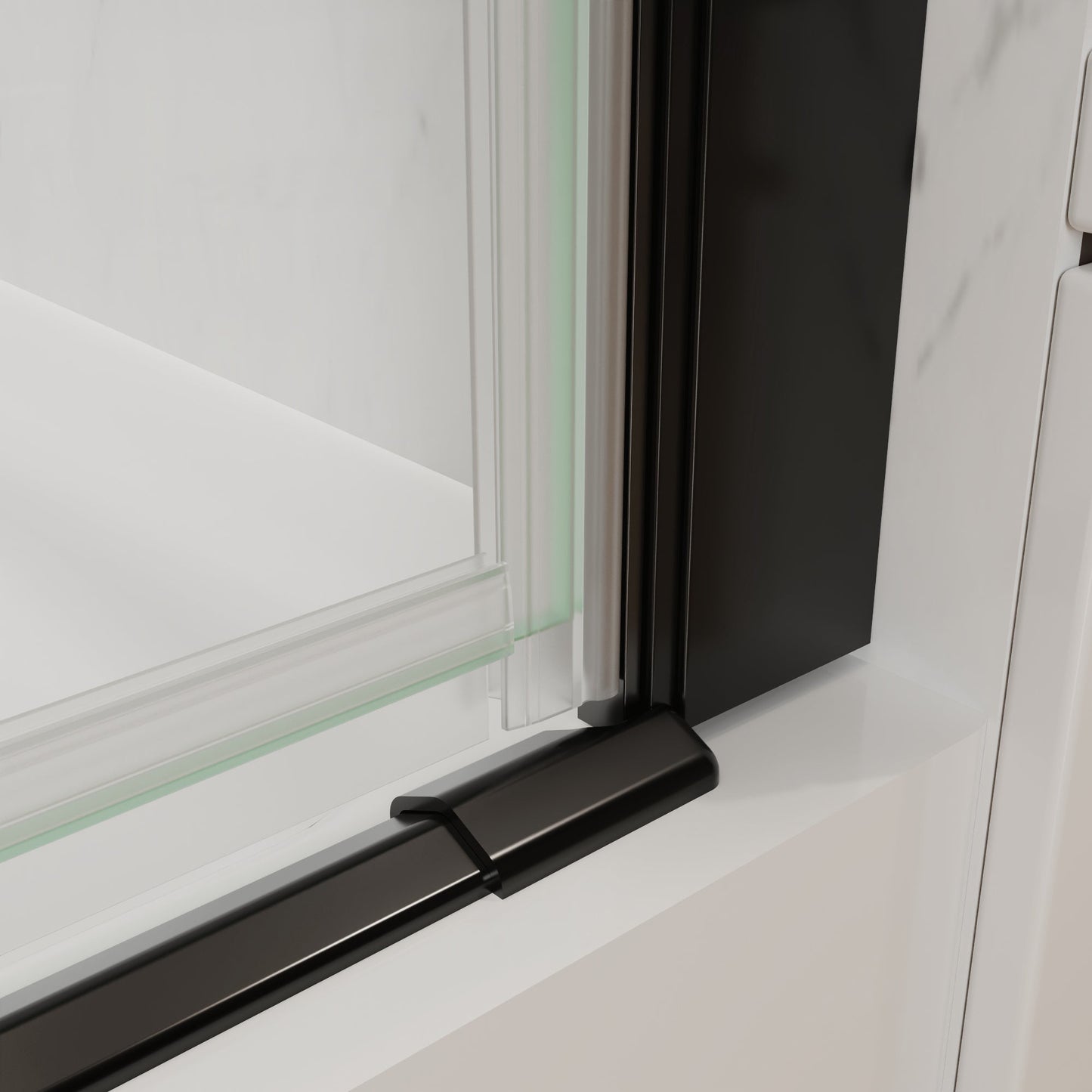 34-36 in. W x 72 in. H Pivot Frameless Shower Door, Matte Black, 1/4in Glass