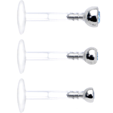 16G 5/16 Aqua Gem Bioplast Triple Forward Helix Barbell 3 Pack Set
