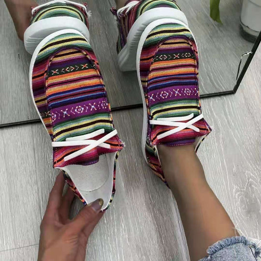 New creative muti-colored different fun patterned Canvas Shoes for Women