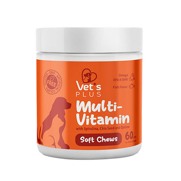 Vet's Plus Calming Chewable Tablets for Cats and Dogs - Natural Stress Relief & Anxiety Support - Gluten-Free, GMO-Free, 60 Count
