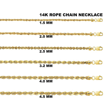 14K Yellow Gold Rope Diamond Cut Chain Necklace