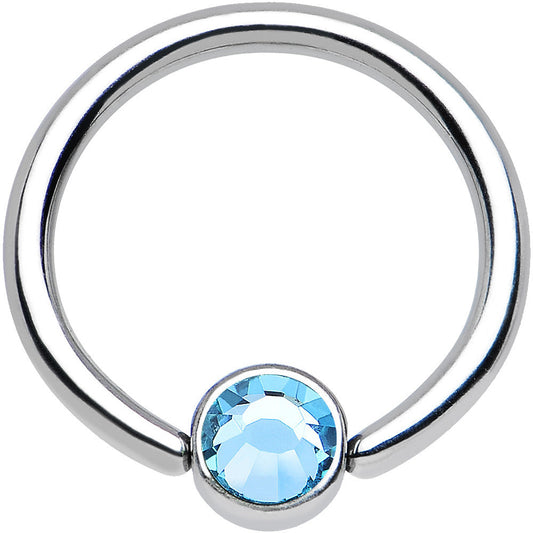 16G 3/8 Aqua Gem Steel BCR Captive Ring 4mm Flat Disc
