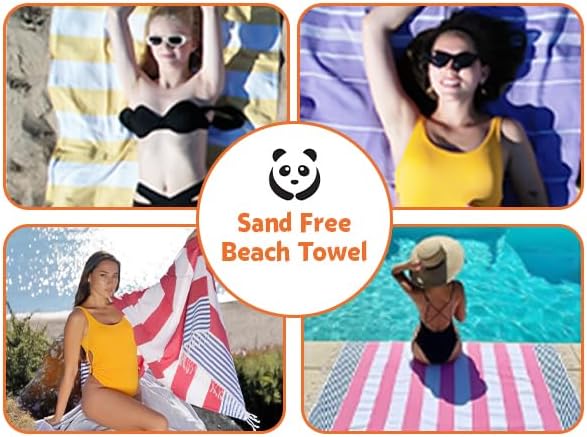 HAVLULAND Turkish Beach Towel Pack of 6 – 100% Cotton Beach Towels Bulk 72 x 40'' – Oversized, Quick Dry & Sand Free Beach Towel – Lightweight Turkish Bath Towels Set