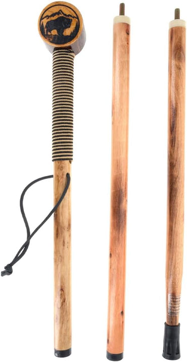 SE 3 Piece 55" Detachable Pine Wood Walking/Hiking Stick with Metal Tip, Reinforced Rubber Tip, and Water-Resistant Travel Pouch - Portable and Durable for Outdoor Adventures