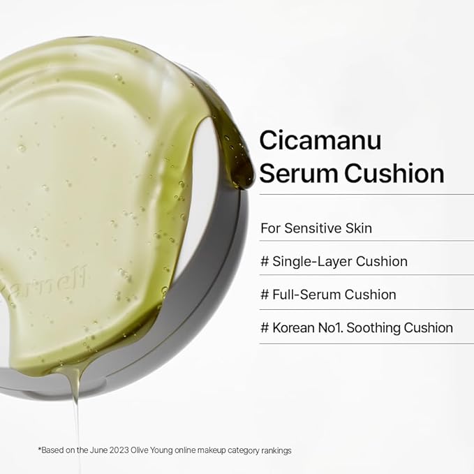 Parnell Cicamanu Serum Cushion - Moisturizing Foundation for Soothing, Coverage, Glass Skin and Lightweight for Sensitive and Dry Skin Pearl Skin (0.52 Fl Oz) (33N)