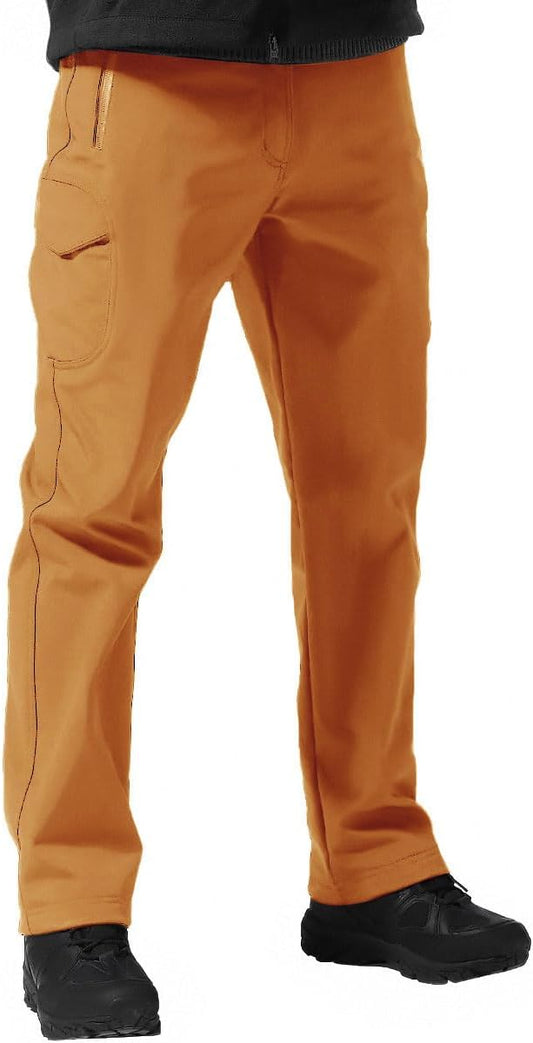 FREE SOLDIER Men's Outdoor Softshell Fleece Lined Cargo Pants Snow Ski Hiking Pants with Belt