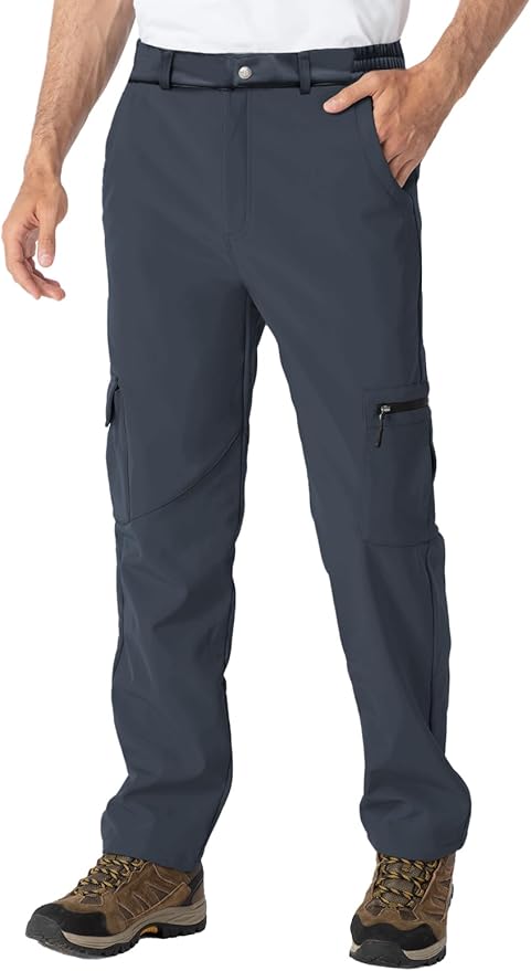 TBMPOY Men's Snow Ski Fleece Lined Hiking Pants Waterproof Winter Snowboard Warm Outdoor Insulated Pants Windproof