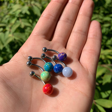 Clear Gem Blue Cerulean Cosmos Belly Ring