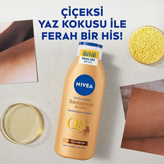 Nivea Nivea Q10 Firming & Tanning Body Lotion - Moisturizing, Sunless Tan, Firming Body Care for Fair to Medium Skin Tones